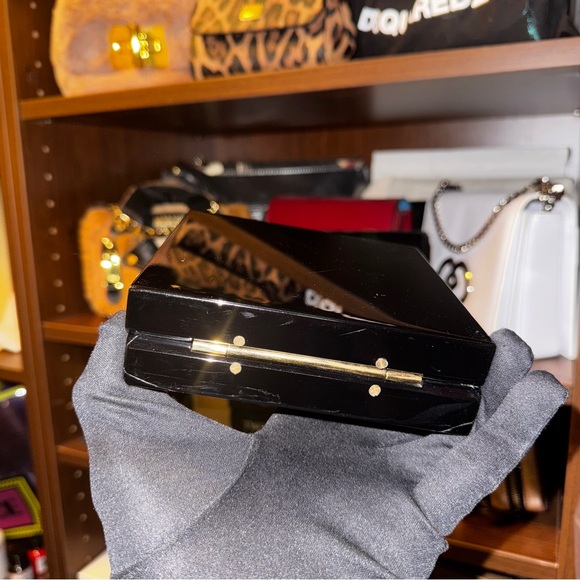 Charlotte Olympia Black Cat Handbag with Gold Accents - Picture 4 of 13